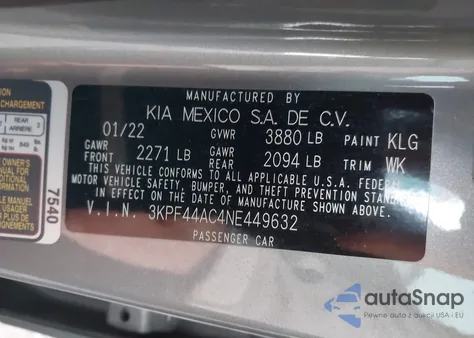 2022 Kia Forte Gt Manual from USA, damaged, VIN 3KPF44AC4NE449632